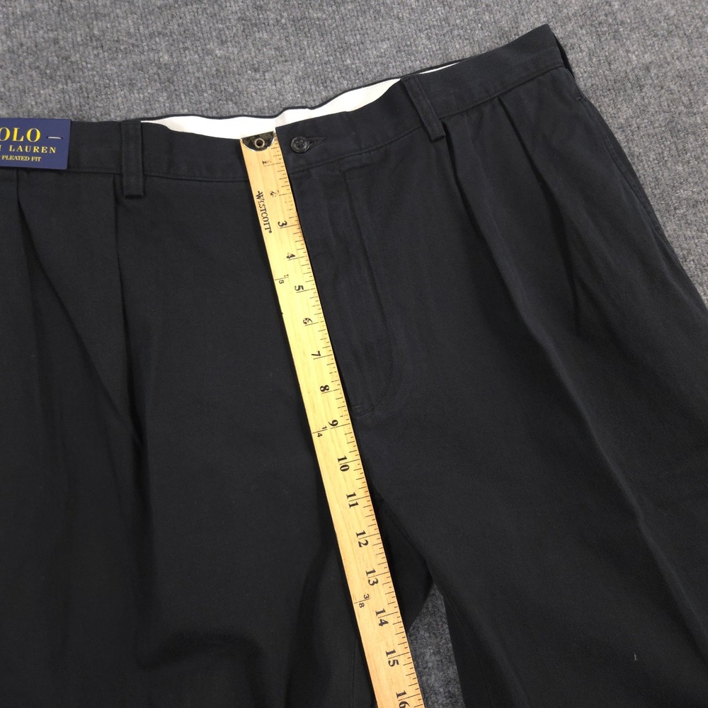 Polo Ralph Lauren Pants Mens 38X32 Black Straight Leg Classic Fit Pleated NEW - Picture 8 of 15